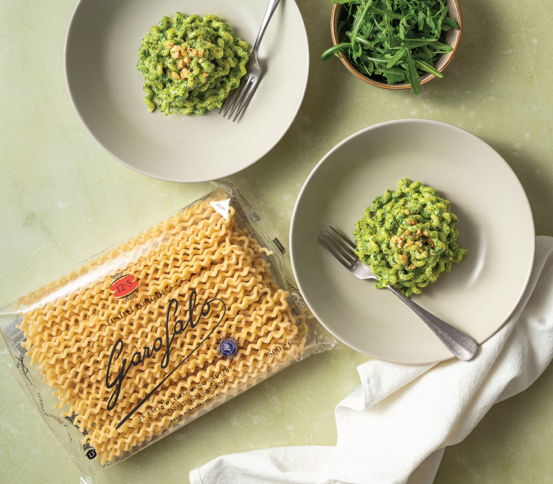 Pasta Garofalo - FUSILLI LUNGHI GAROFALO – RUCOLAPESTO, RICOTTA UND WALNÜSSE