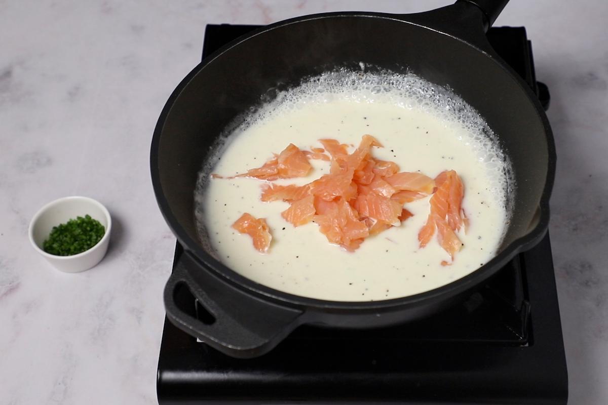 paso a paso espaguetis con salmón ahumado salmón