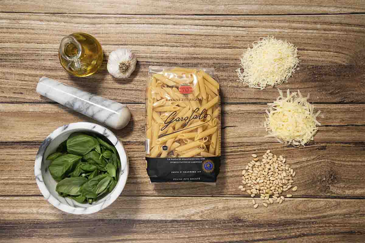 paso a paso penne pesto albahaca ingredientes