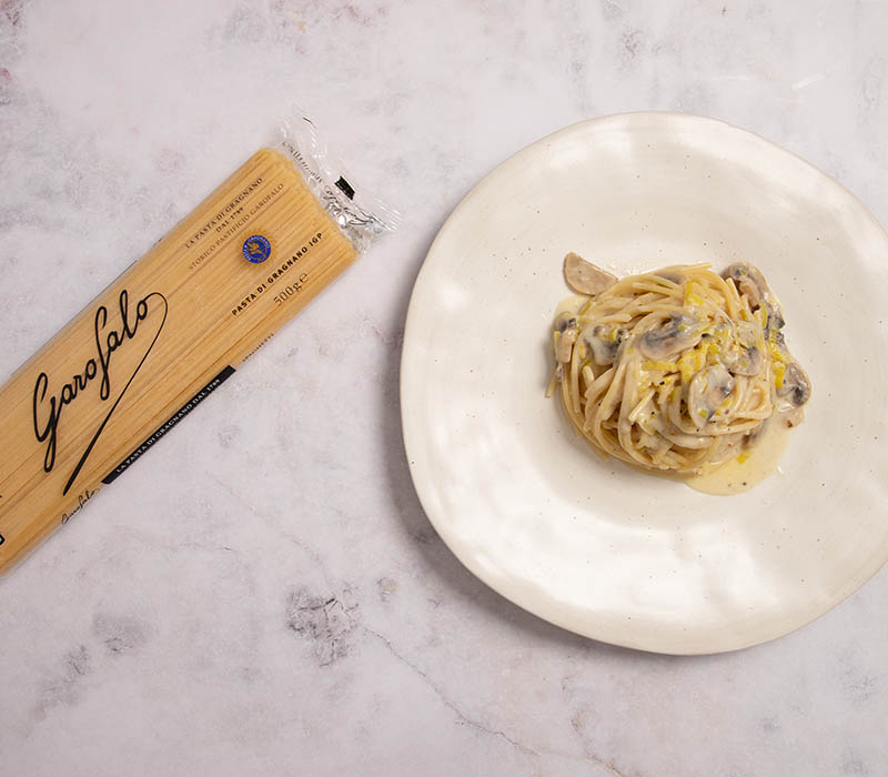 Pasta Garofalo - Receta de espaguetis con champiñones y nata